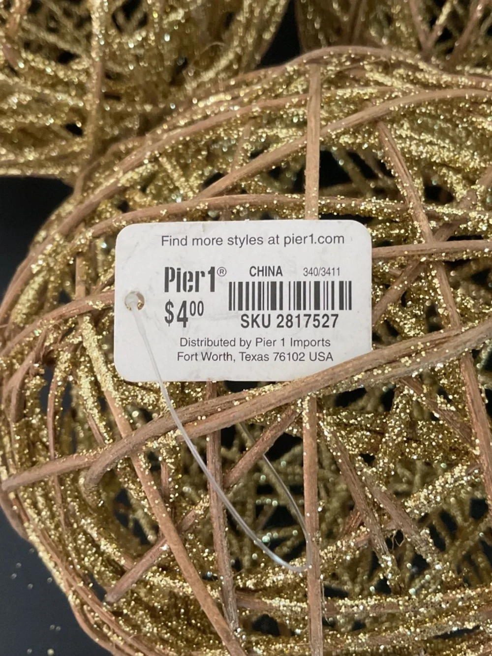 Pier 1 set of 7 Gold & Silver Glitter Round Wood Orbs Balls Holiday Decor